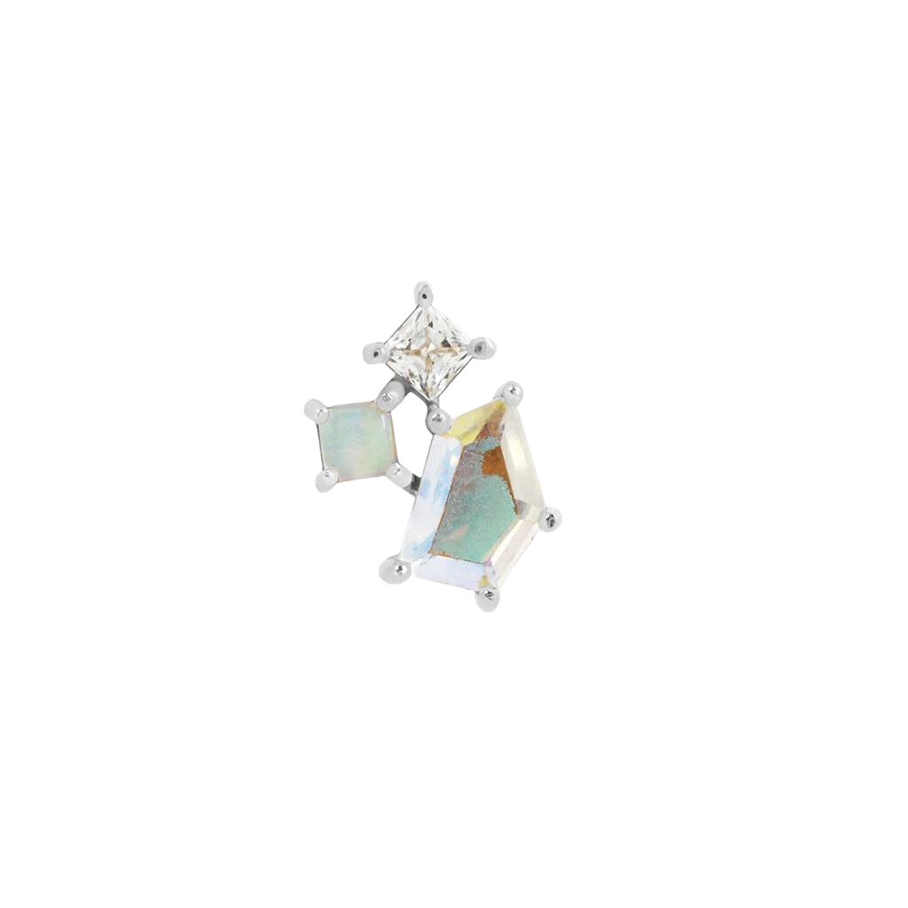 Lyra - Mercury Mist Topaz + Opal + Cz - Threadless End