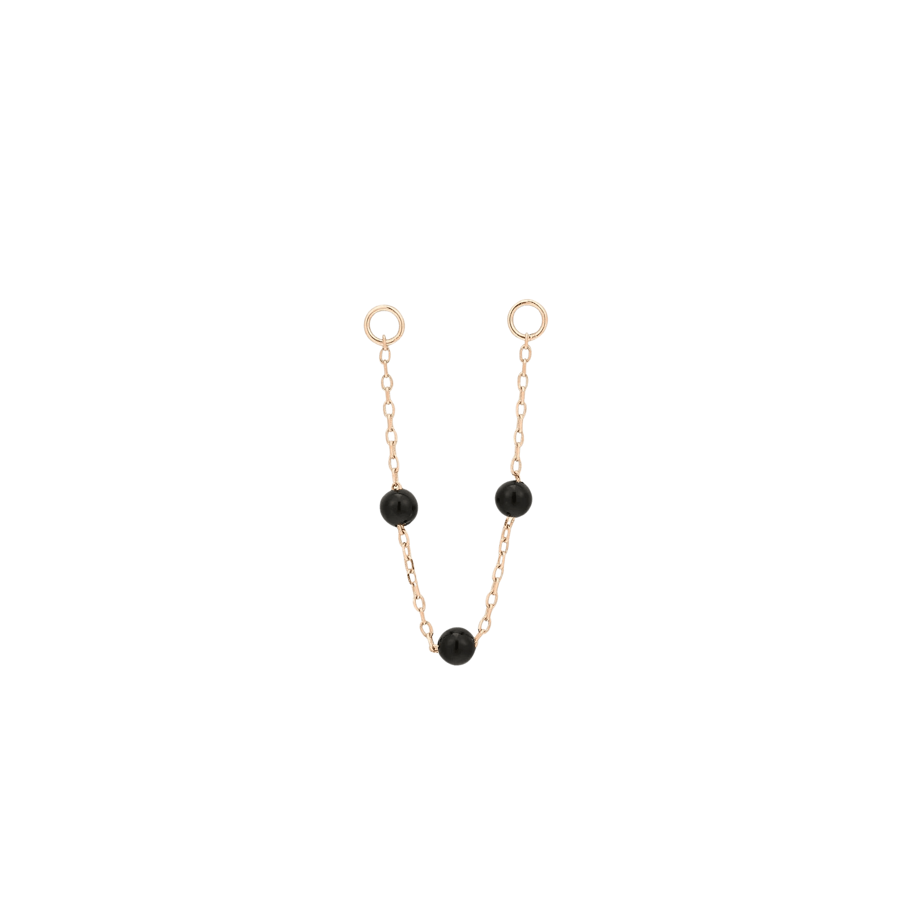 3 Bead Black Agate Chain - Solid 14Kt Gold