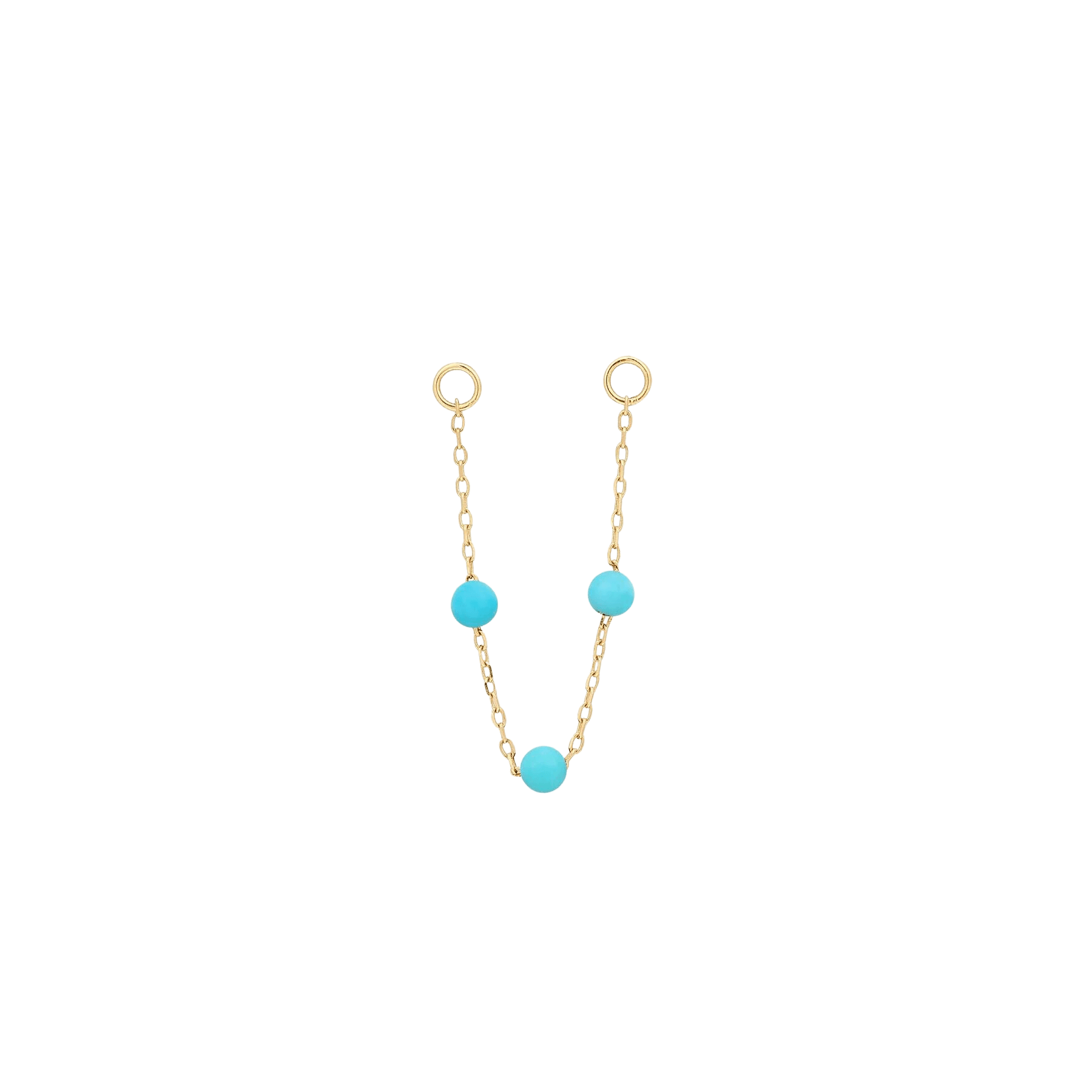 3 Bead Turquoise Chain - Solid 14Kt Gold