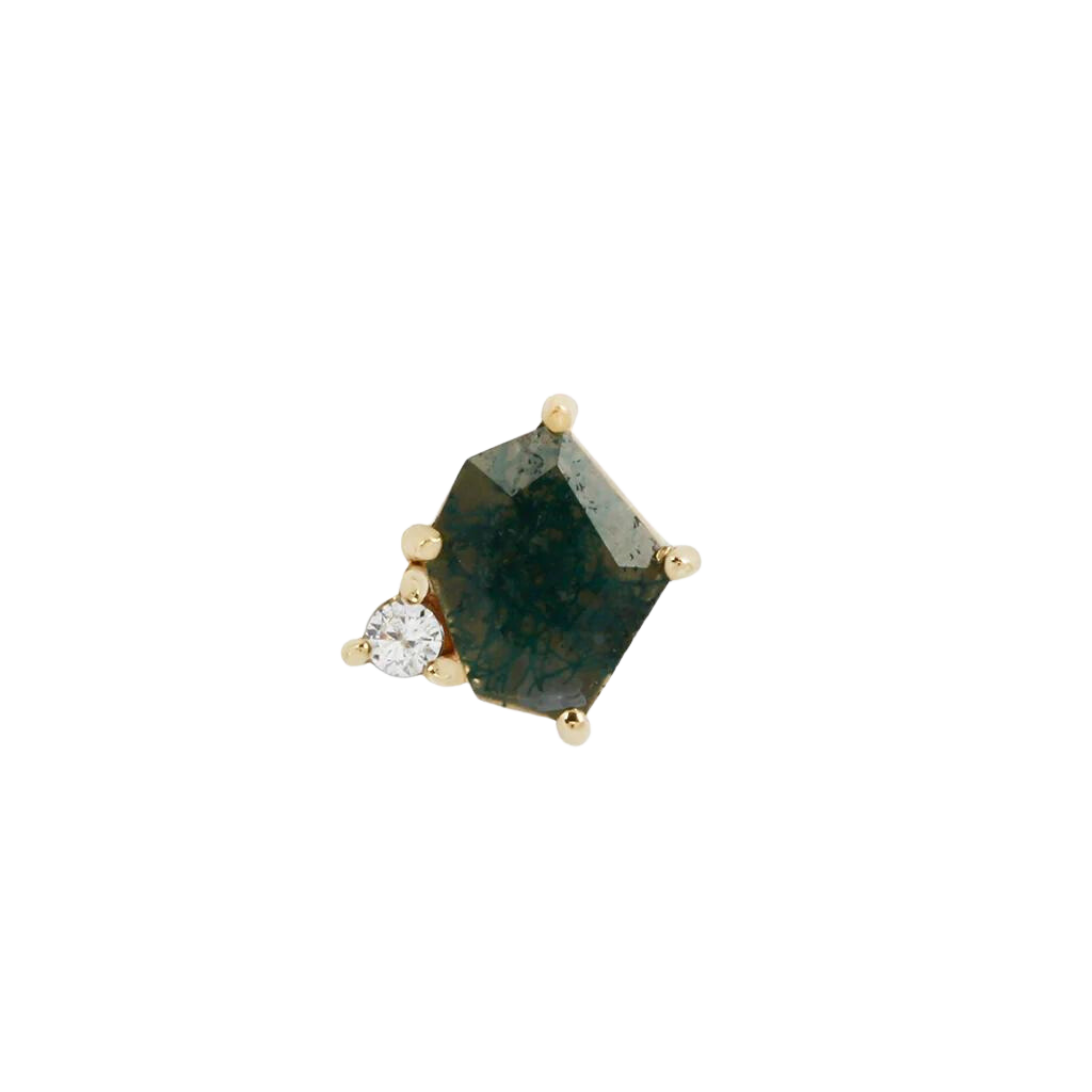 Elicit - Moss Agate + Cz - Threadless End