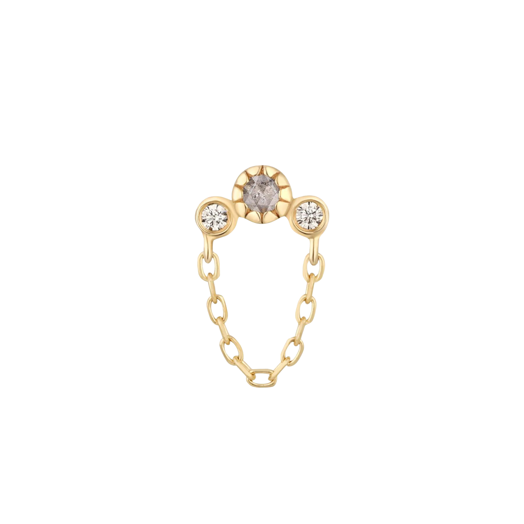 Halston - Grey Diamond + White Sapphire + Chain - Threadless End